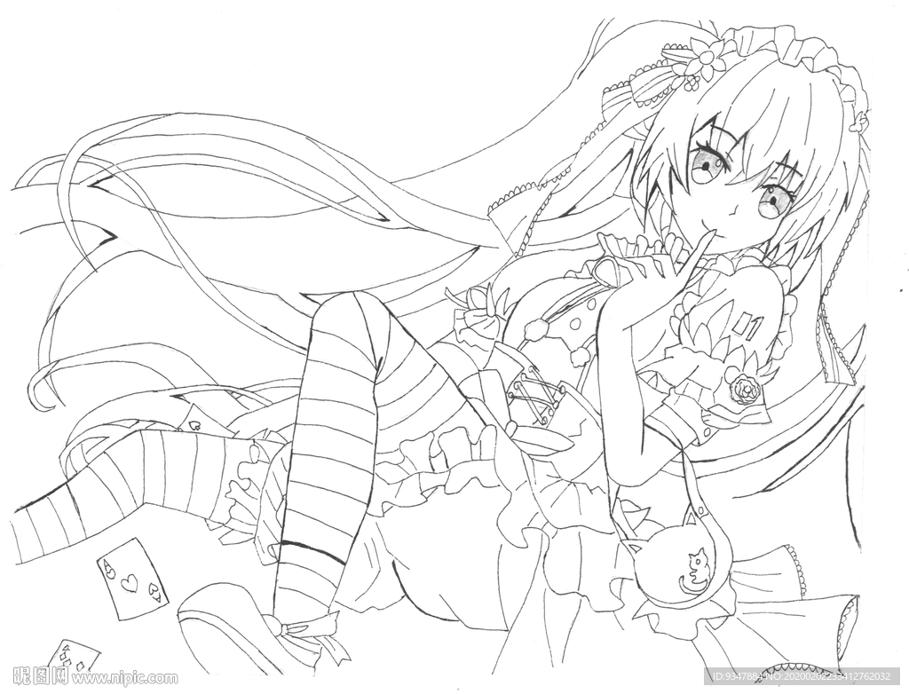 卡通少女素描