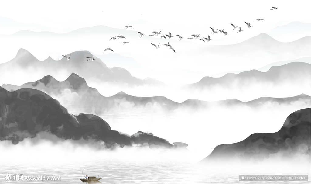 新中式山水画壁画
