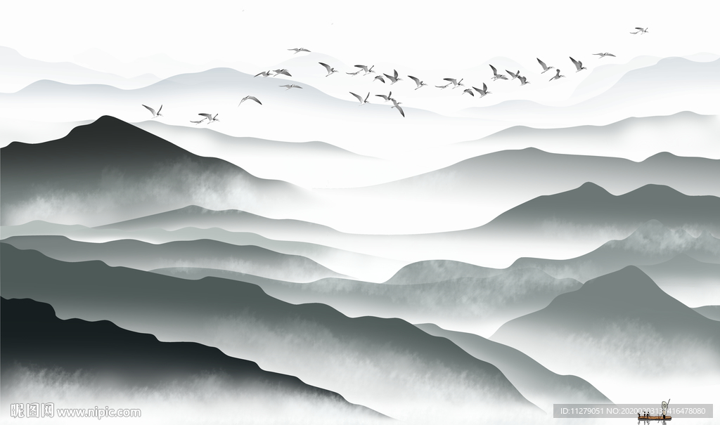 山水水墨画新中式装饰画