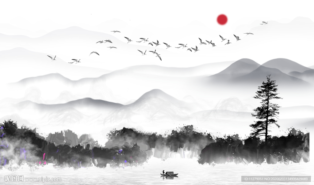 山水画新中式水墨画