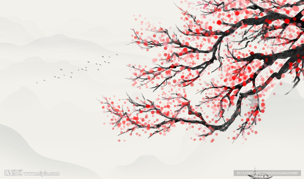 梅花山水花鸟画