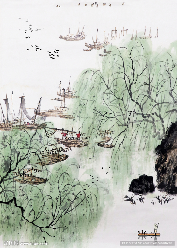 江南春景图山水画