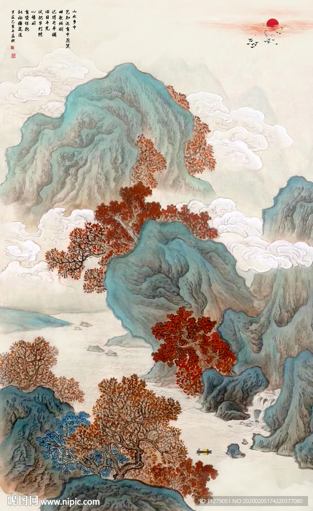 复古山水画装饰画