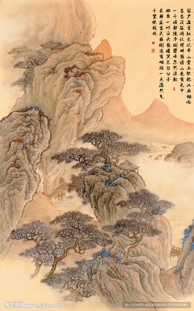 复古山水画国画