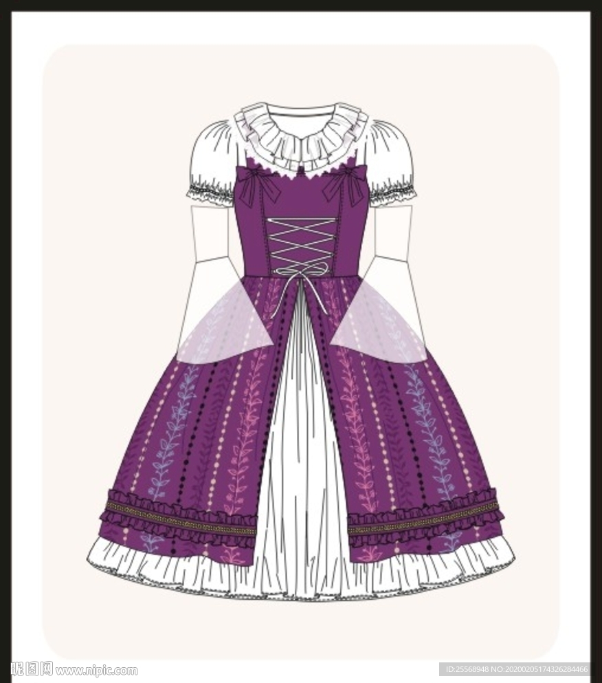 洛丽塔服装设计款式图少女装宫廷