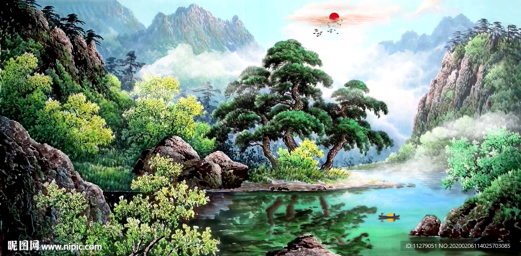 森林迷雾山水画