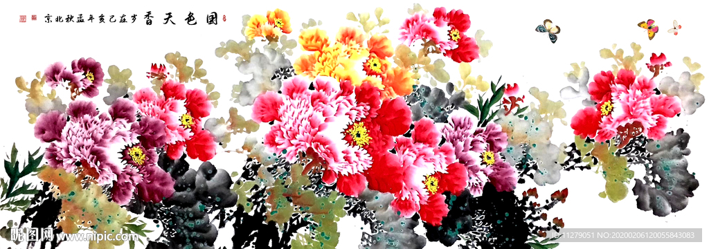 牡丹国色天香花鸟画