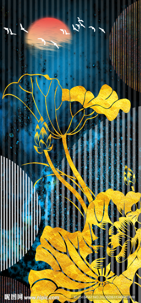 新中式半圆荷花玄关