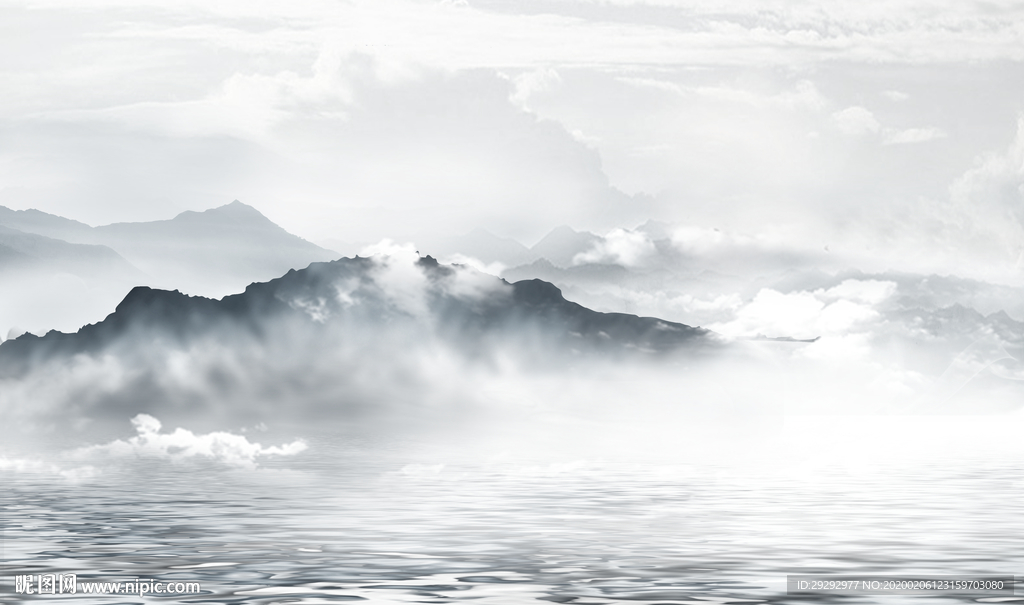 新中式抽象山水背景墙