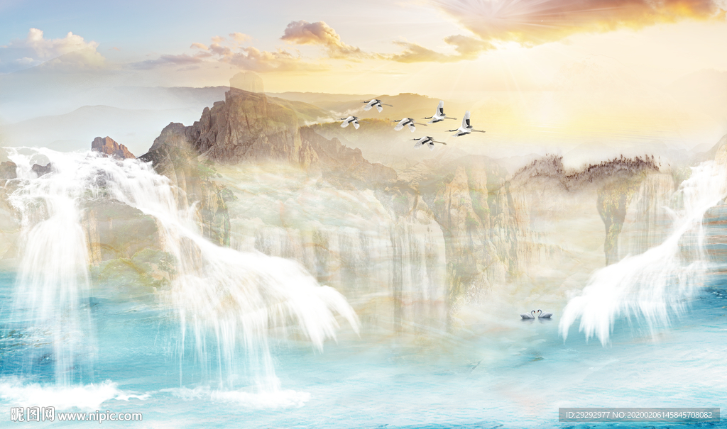 大理石纹山水背景墙