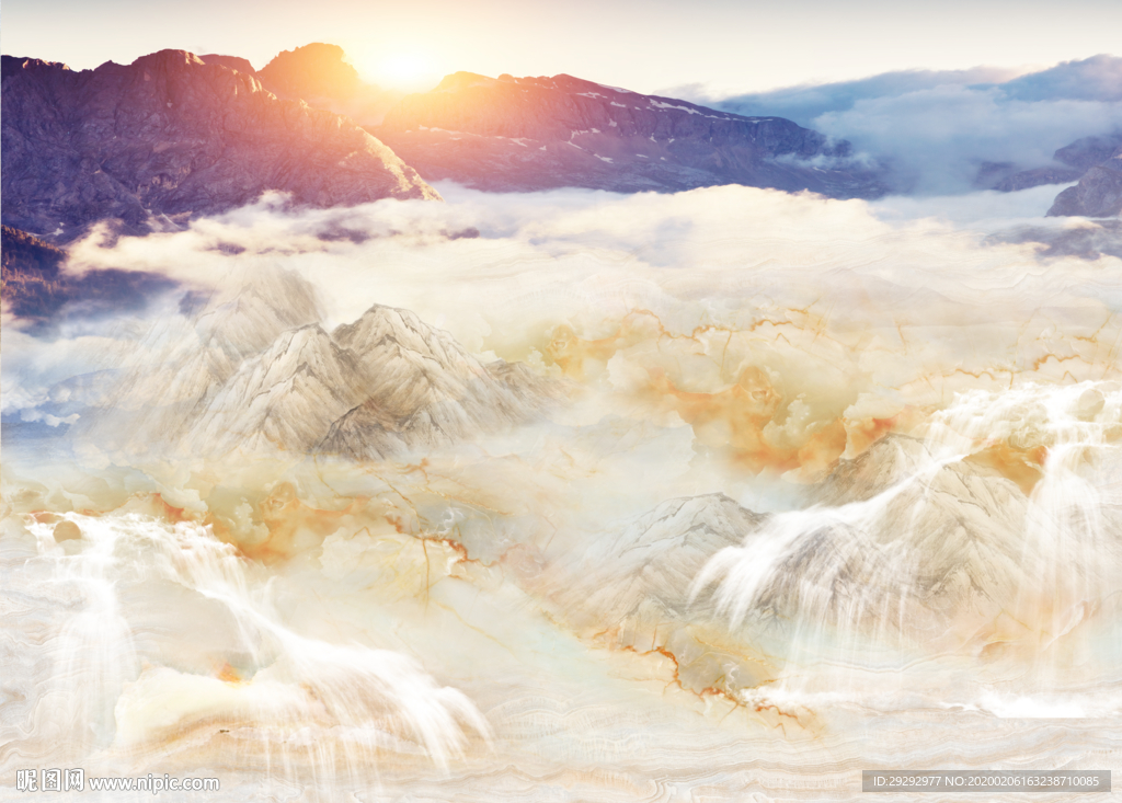 大理石纹山水背景墙