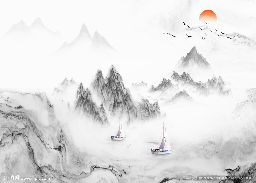 爵士白水墨山水大理石纹