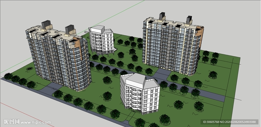 小区建筑草图模型