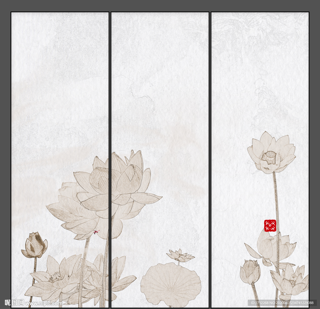 水墨荷花装饰画