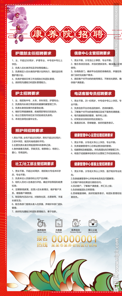 医院养老院招聘海报
