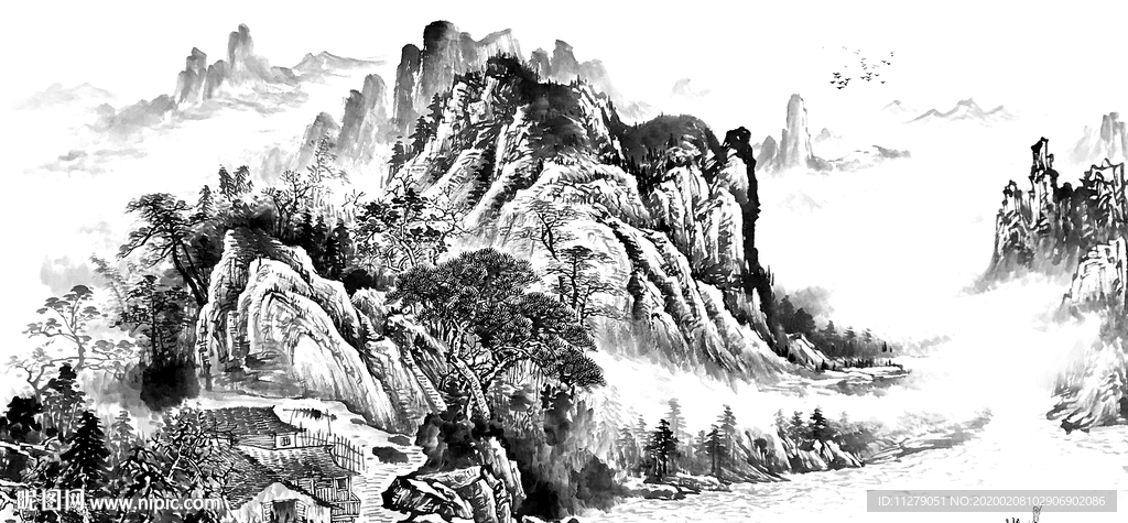 山水画水墨画