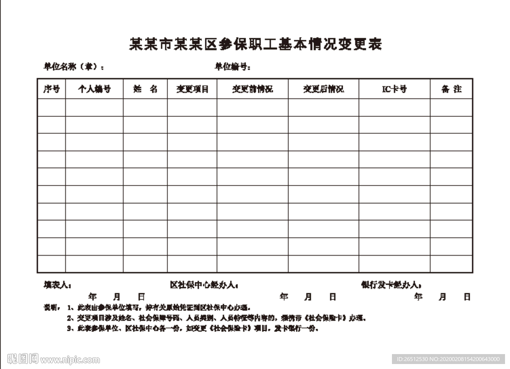 参保职工基本情况变更表