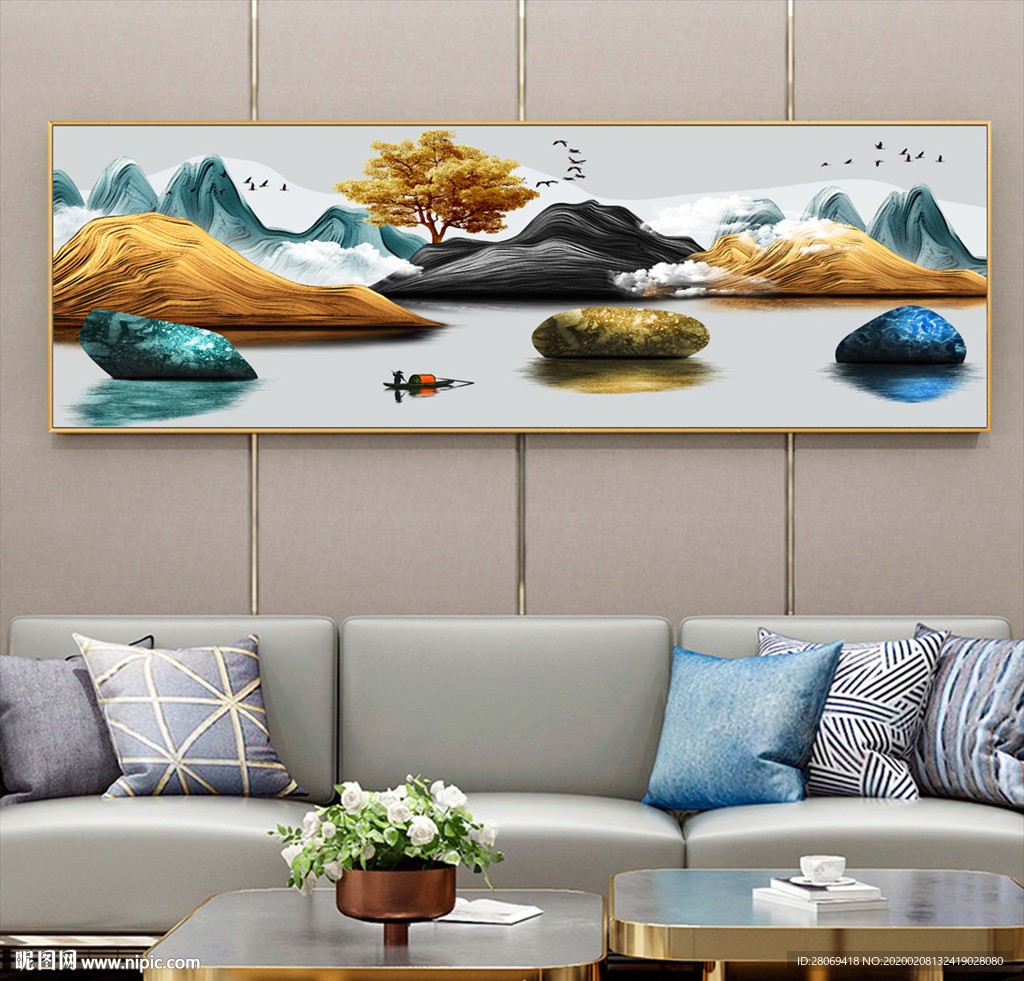 石来运转客厅装饰画