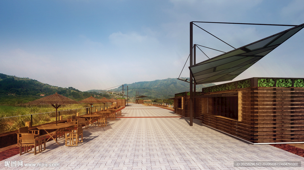 栈道平台码头效果图