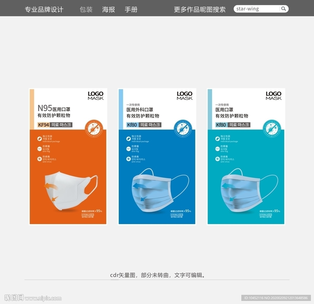 N95医用外科口罩包装设计