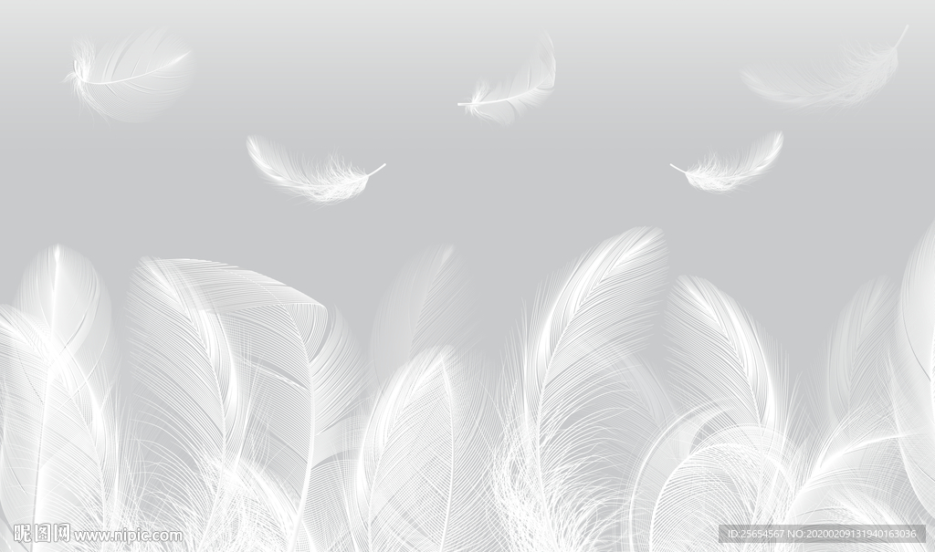 现代简约羽毛背景墙装饰画