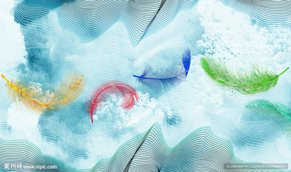 羽毛现代简约电视背景墙