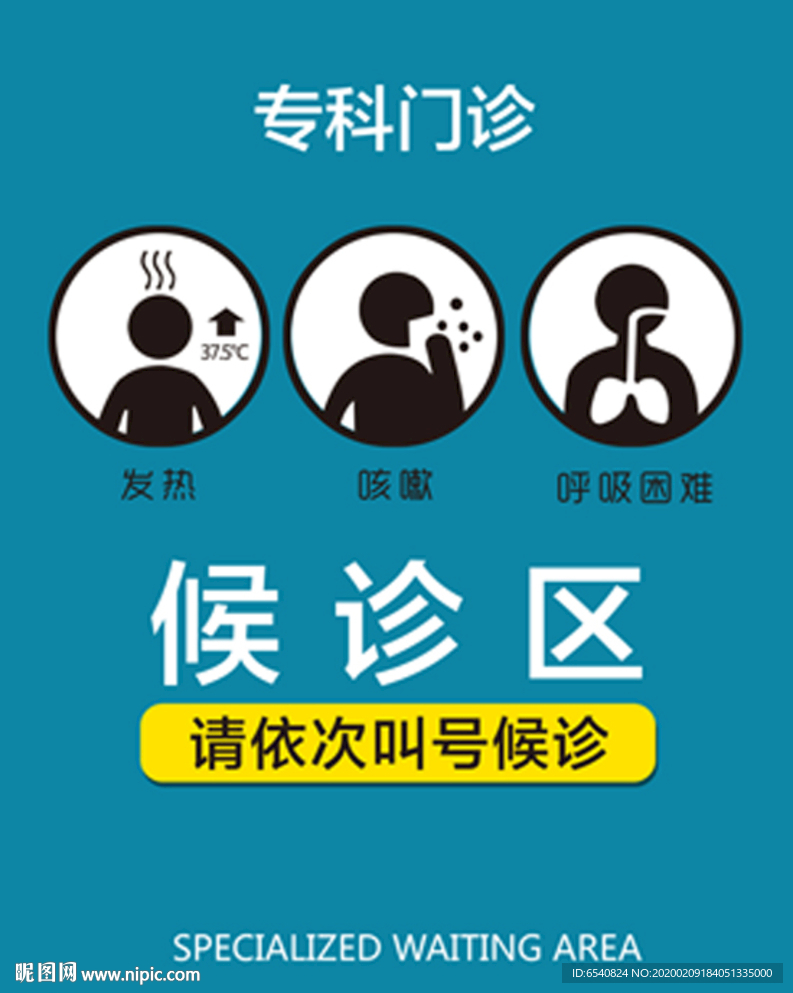 发热区候诊区标识