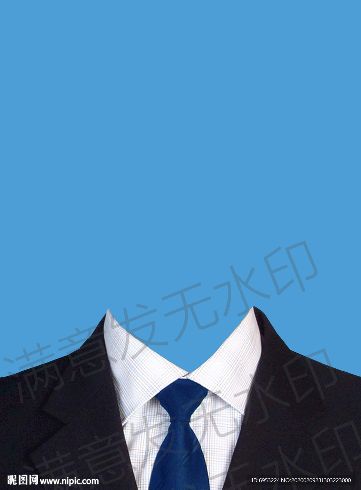 蓝色领带西装模板证件照