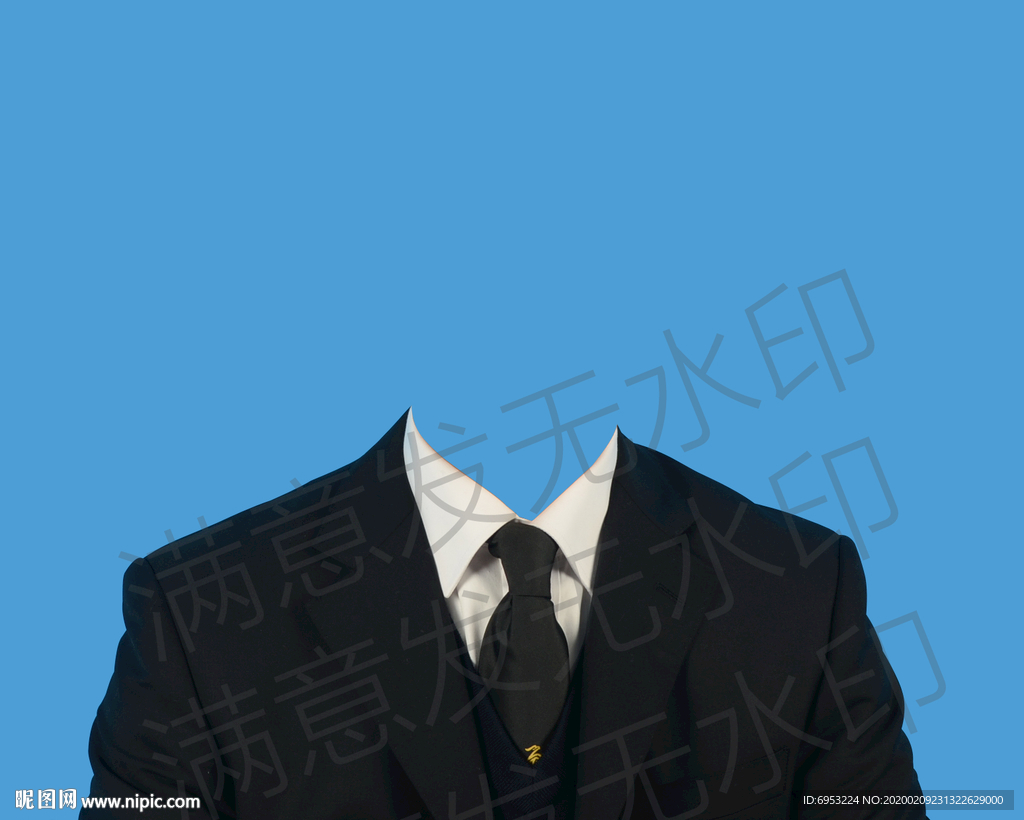 半身西装模板黑色领带
