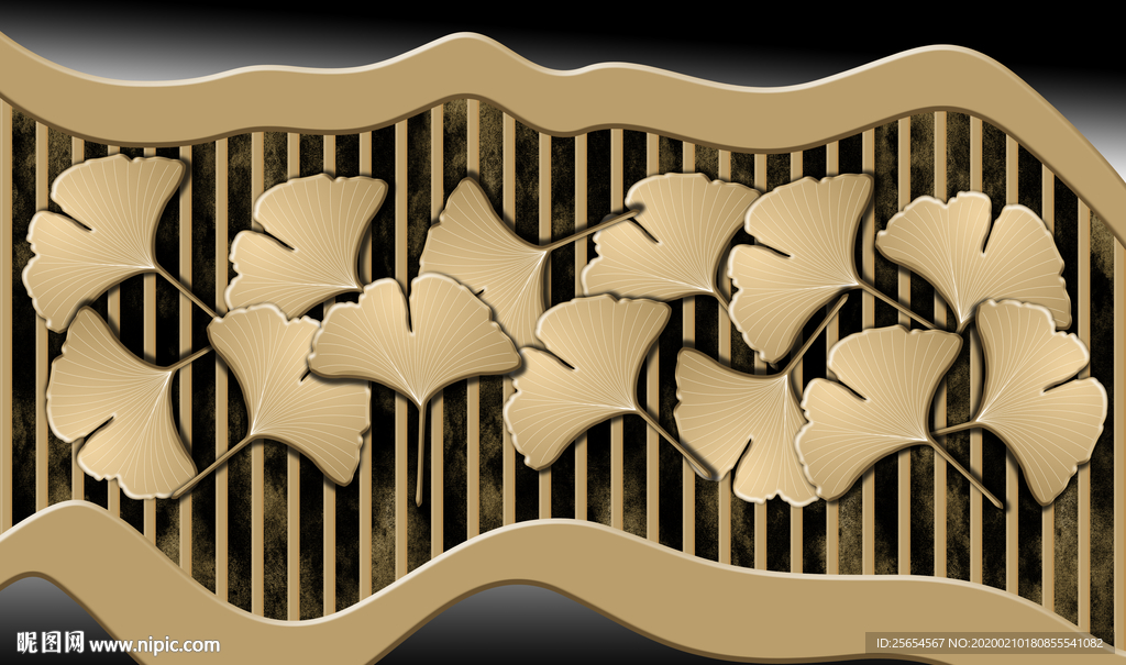 新中式中国风简约金色银杏叶背景