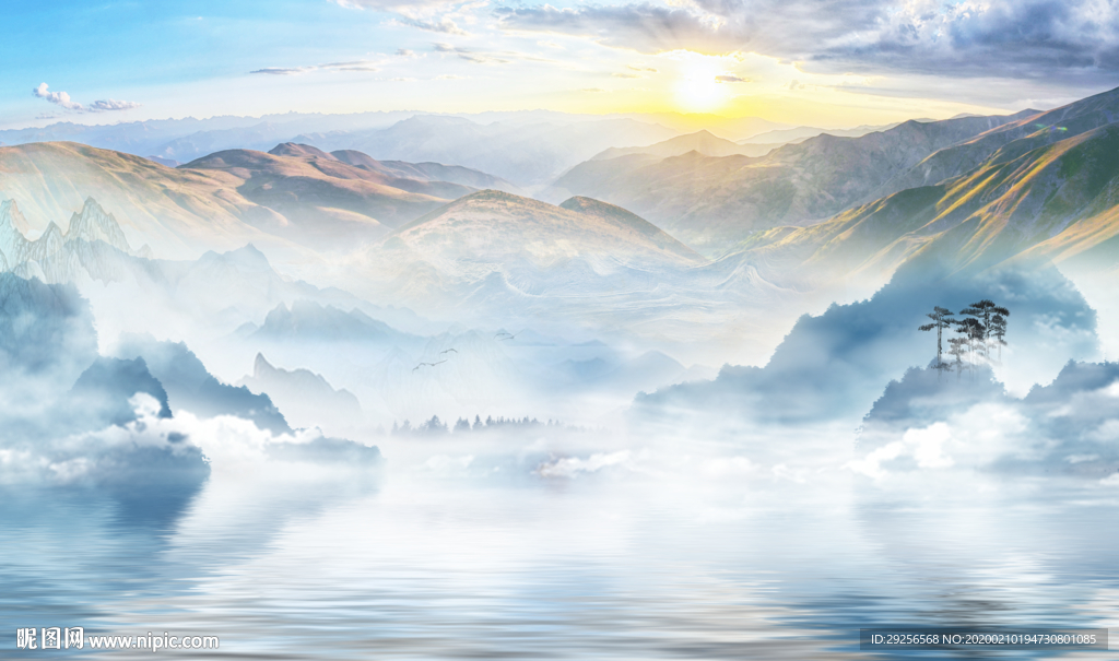 大理石纹山水背景墙