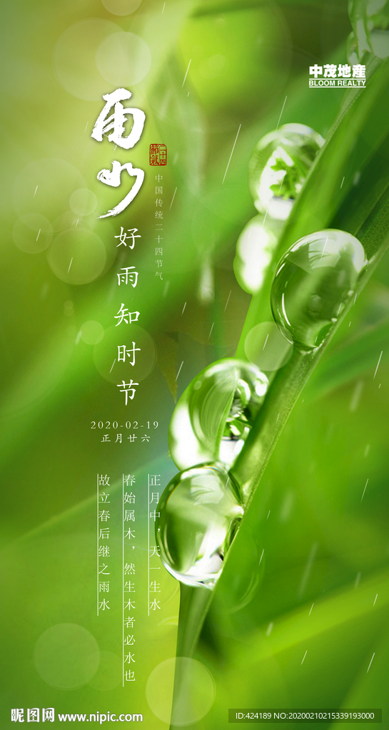 二十四节气雨水微信朋友圈刷屏