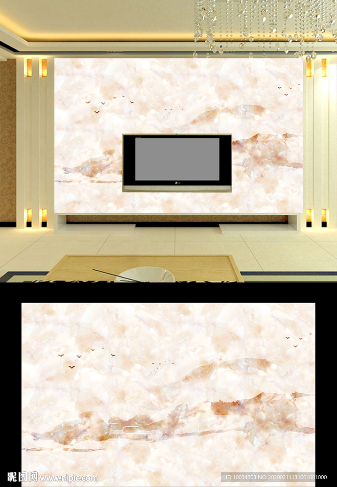 石纹山水电视背景墙