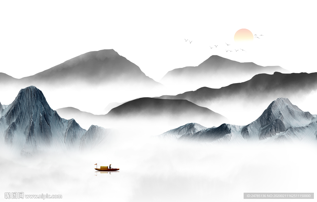 意境水墨山水画