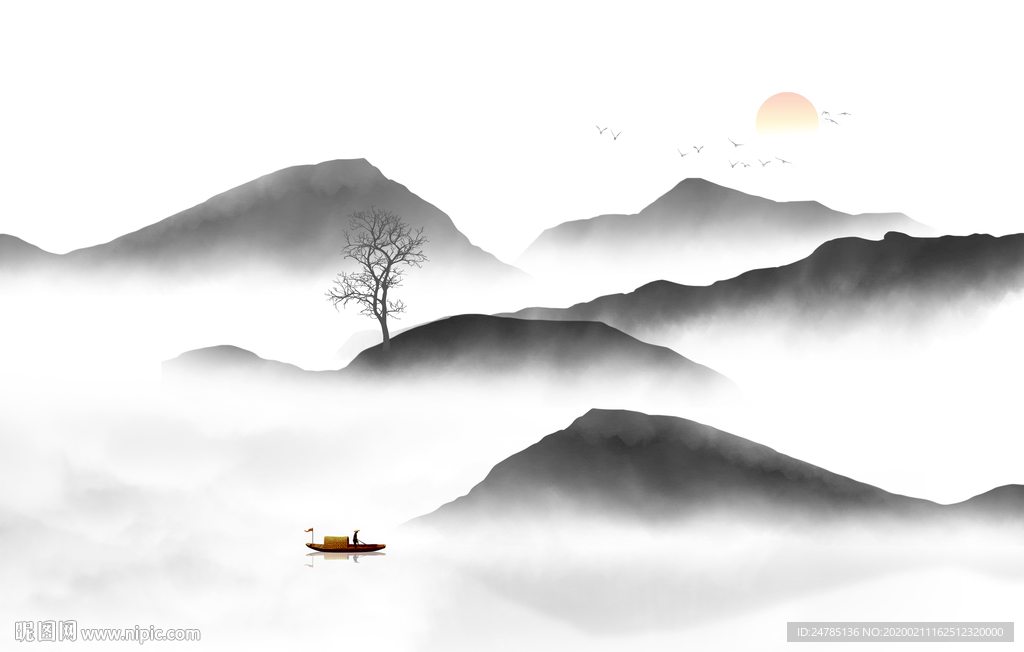 意境水墨山水画