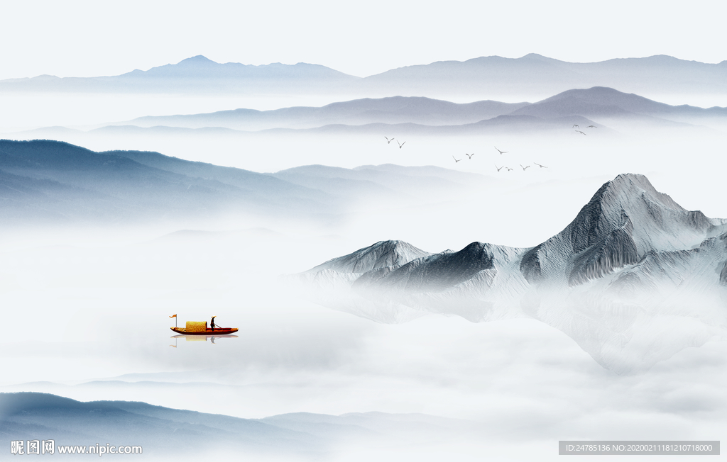 意境水墨山水画