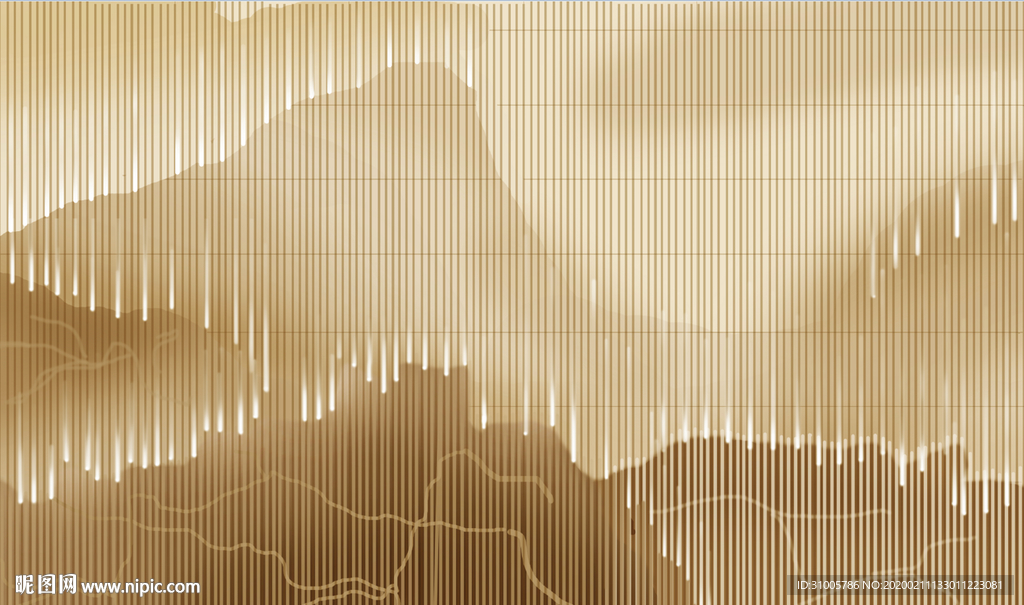 渐变山水画中式屏风山水山脉