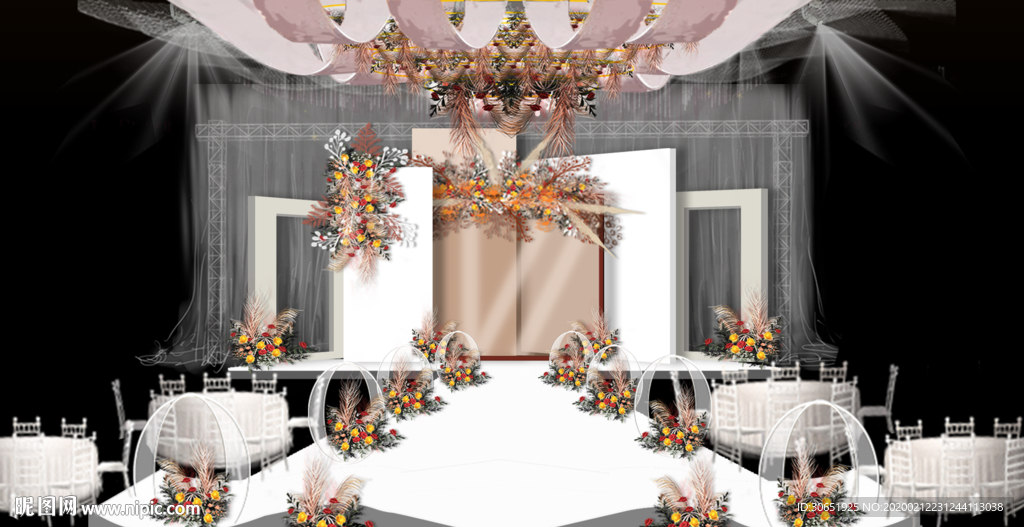 泰式简约棕色婚礼舞台背景