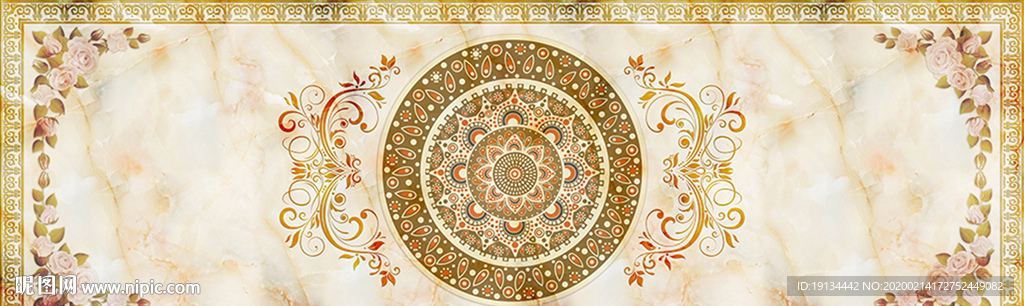 波西米亚花纹欧式大理石玄关地板