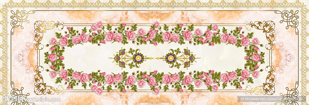 波西米亚花纹欧式大理石玄关地板