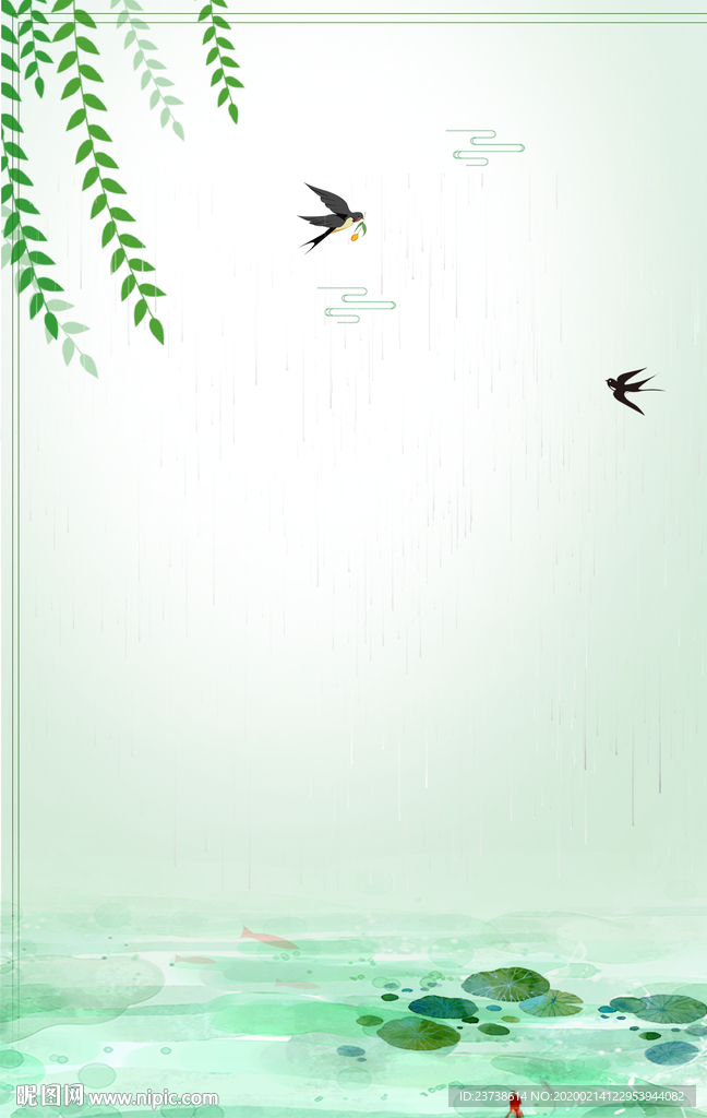 简约中国风春天景色背景