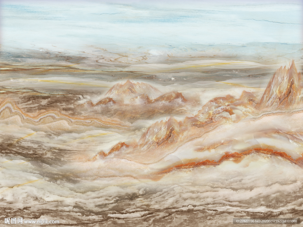 大理石纹 蓝天白云 水墨山水