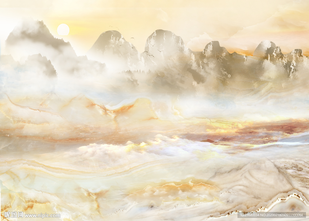 大理石纹山水背景墙