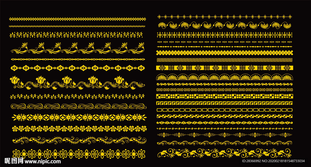 矢量欧式中式花边