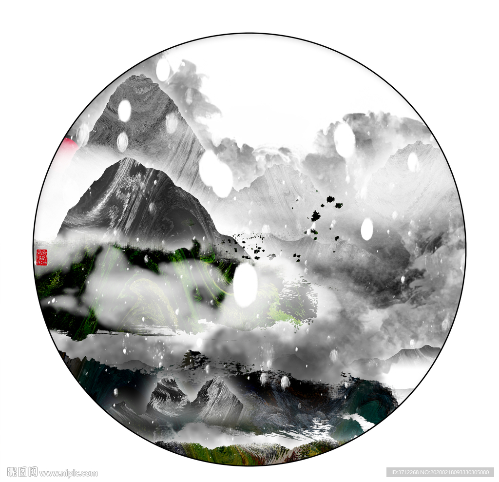中式山水壁画
