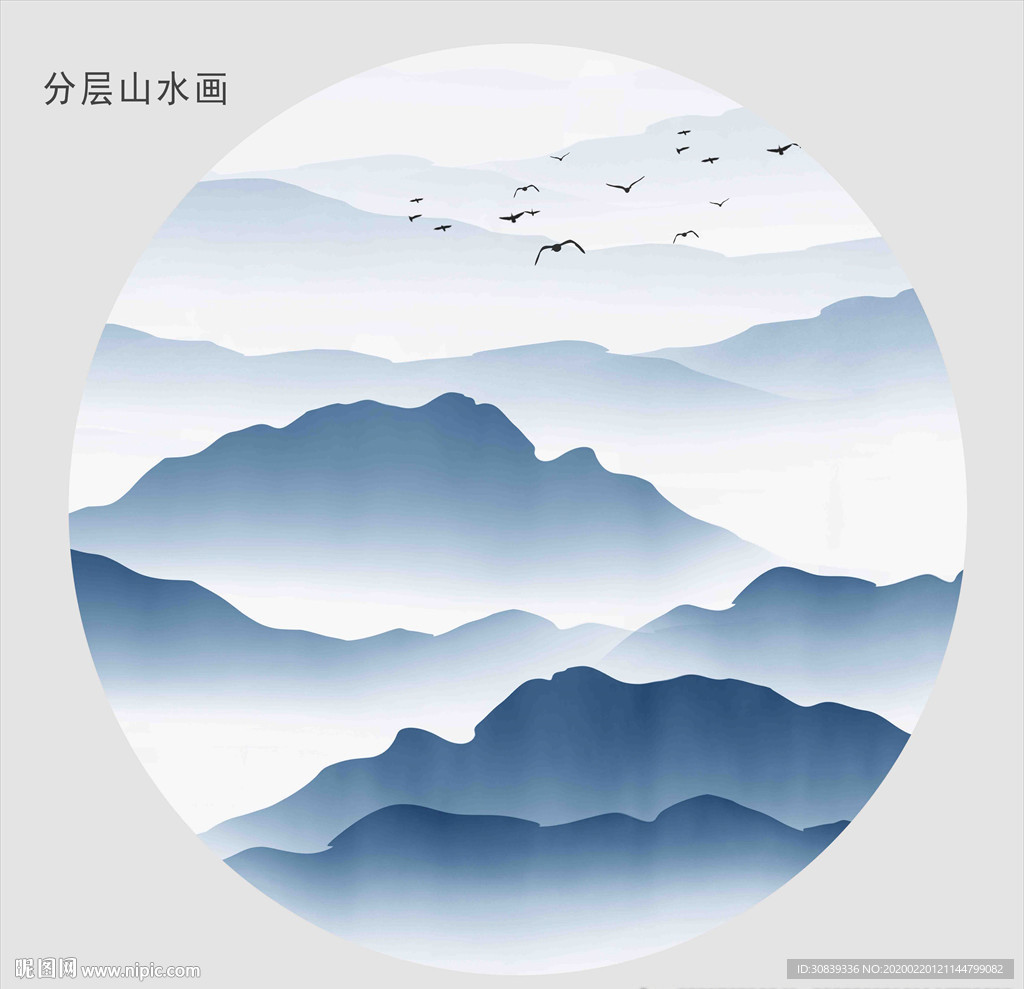 圆形山水画