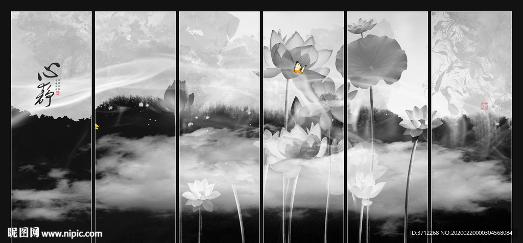荷花无框画