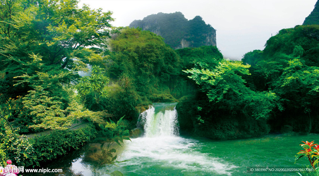 瀑布山水画 山水风景