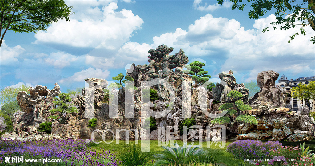 灵璧石假山分层PSD效果图