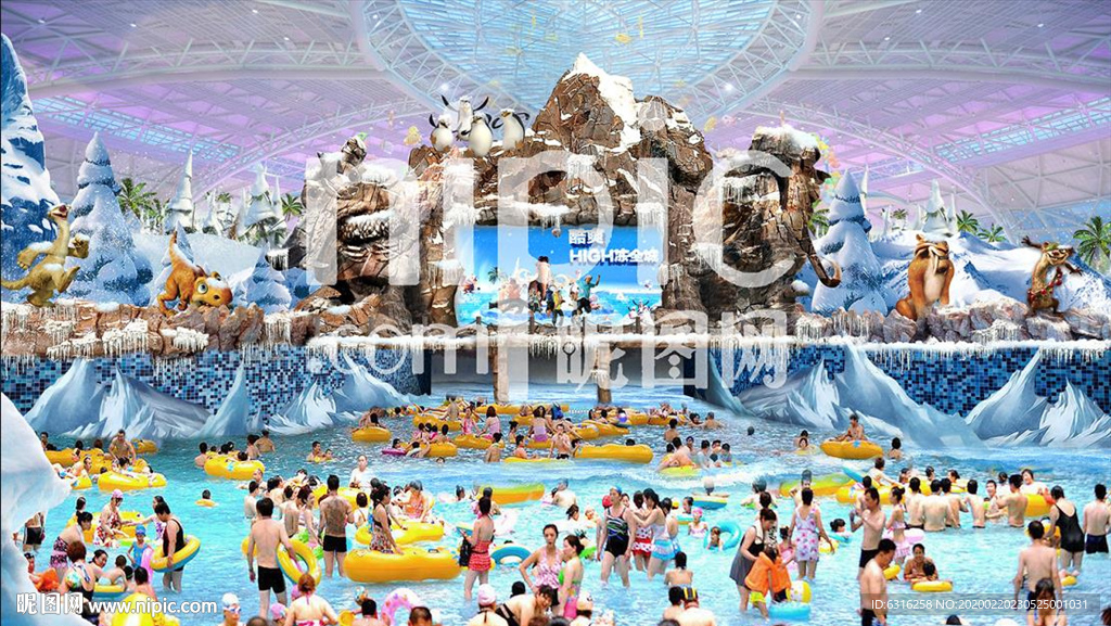 造浪池假山效果图分层方案